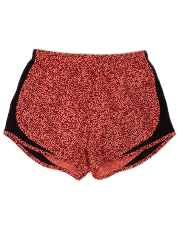 Pantaloni scurti sport Nike pentru femei Dri Fit cu model abstract, UK 10, poliester roșu mic