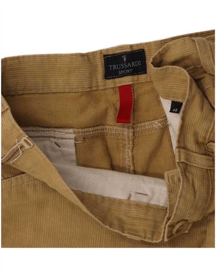 TRUSSARDI Pantaloni drepti bărbați din velur IT 48 Medium W32 L31 Bej