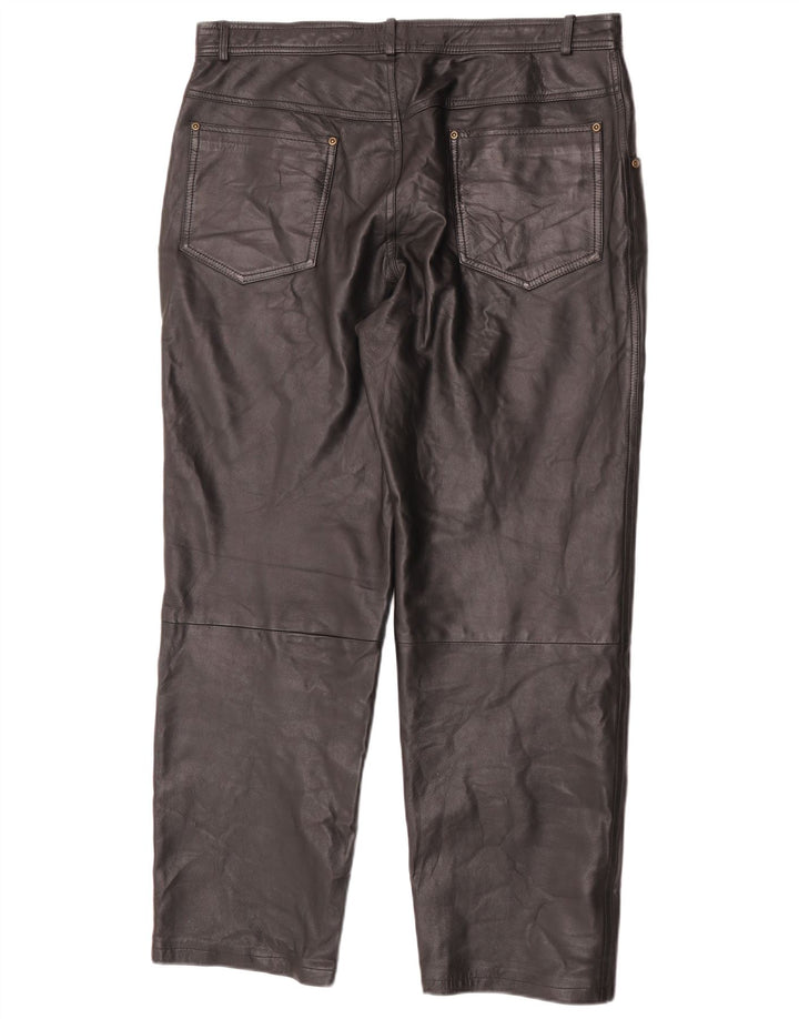 Pantaloni drepti din piele pentru bărbați Angelo Litrico W38 L30 negru