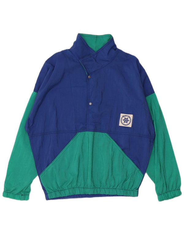 Vintage Mens Pullover Tracksuit Top Jacket XL Blue Colourblock Polyamide