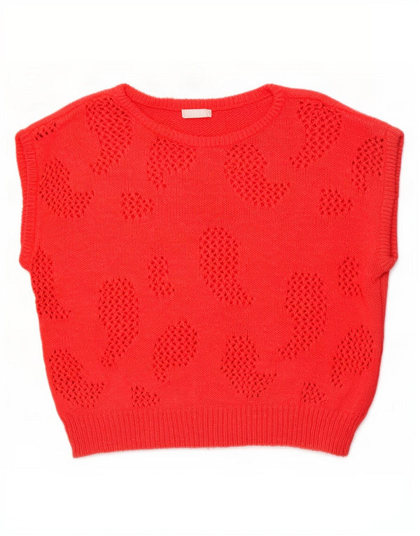 Vintage Womens Vest Tank Top UK 16 Large Red Bumbac