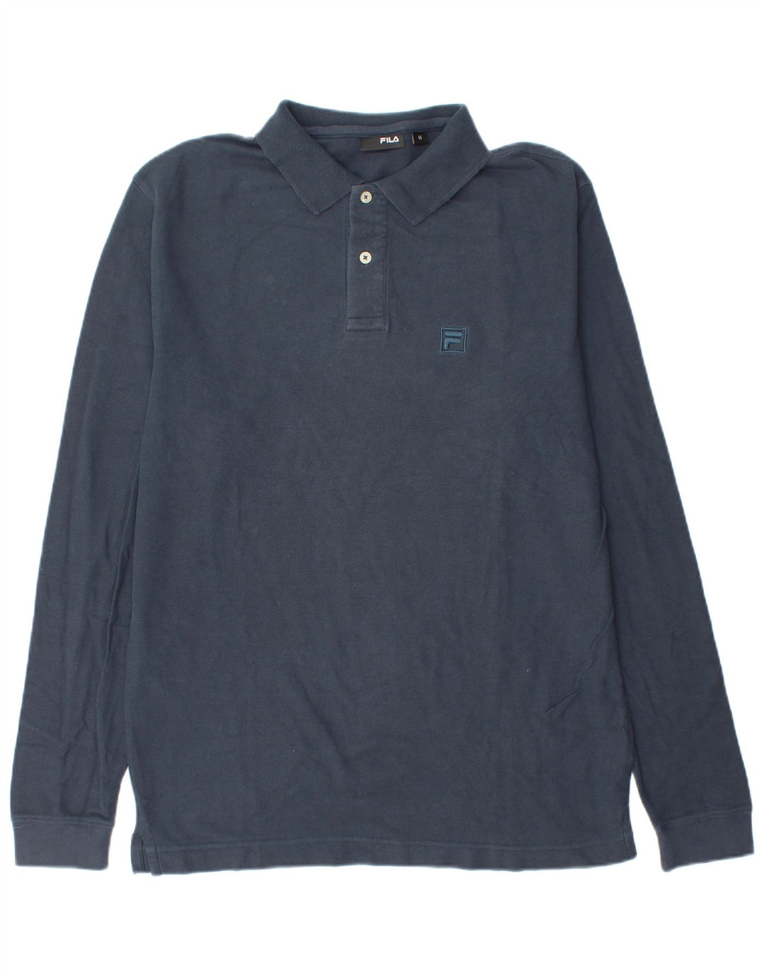 Tricou polo Fila pentru bărbați cu mânecă lungă, bumbac mediu albastru bleumarin