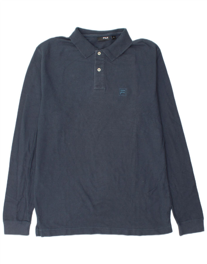 Tricou polo Fila pentru bărbați cu mânecă lungă, bumbac mediu albastru bleumarin