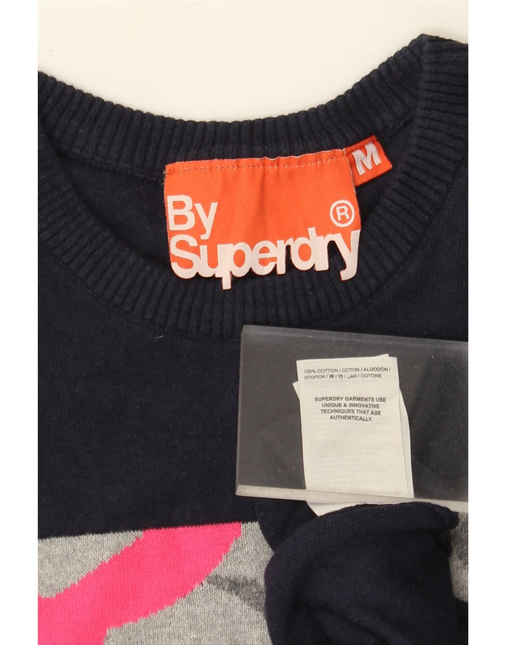 Pulover Superdry pentru damă, cu paragate, cu gât crew, UK 12 Medium Bleumarin
