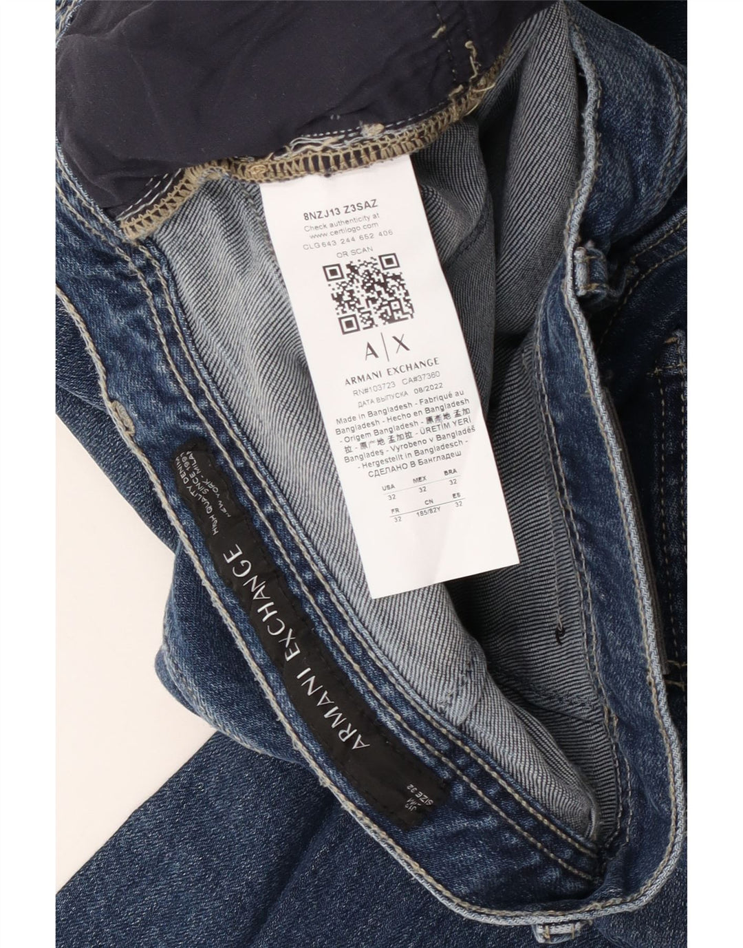 Blugi slim pentru femei Armani Exchange L32 L34 Bumbac albastru