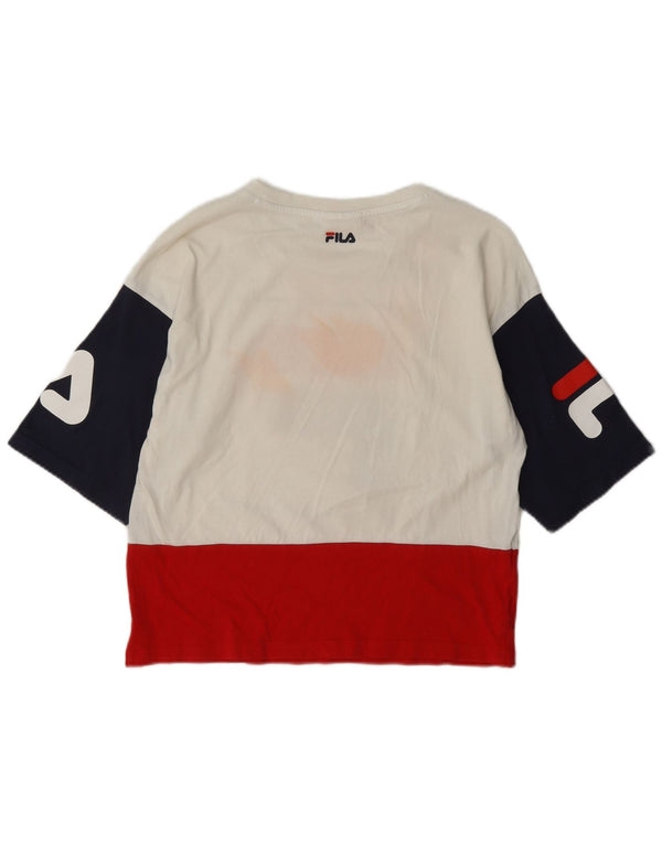 Tricou cu grafică Crop Fila pentru femei Top UK 10 Small White Colorblock