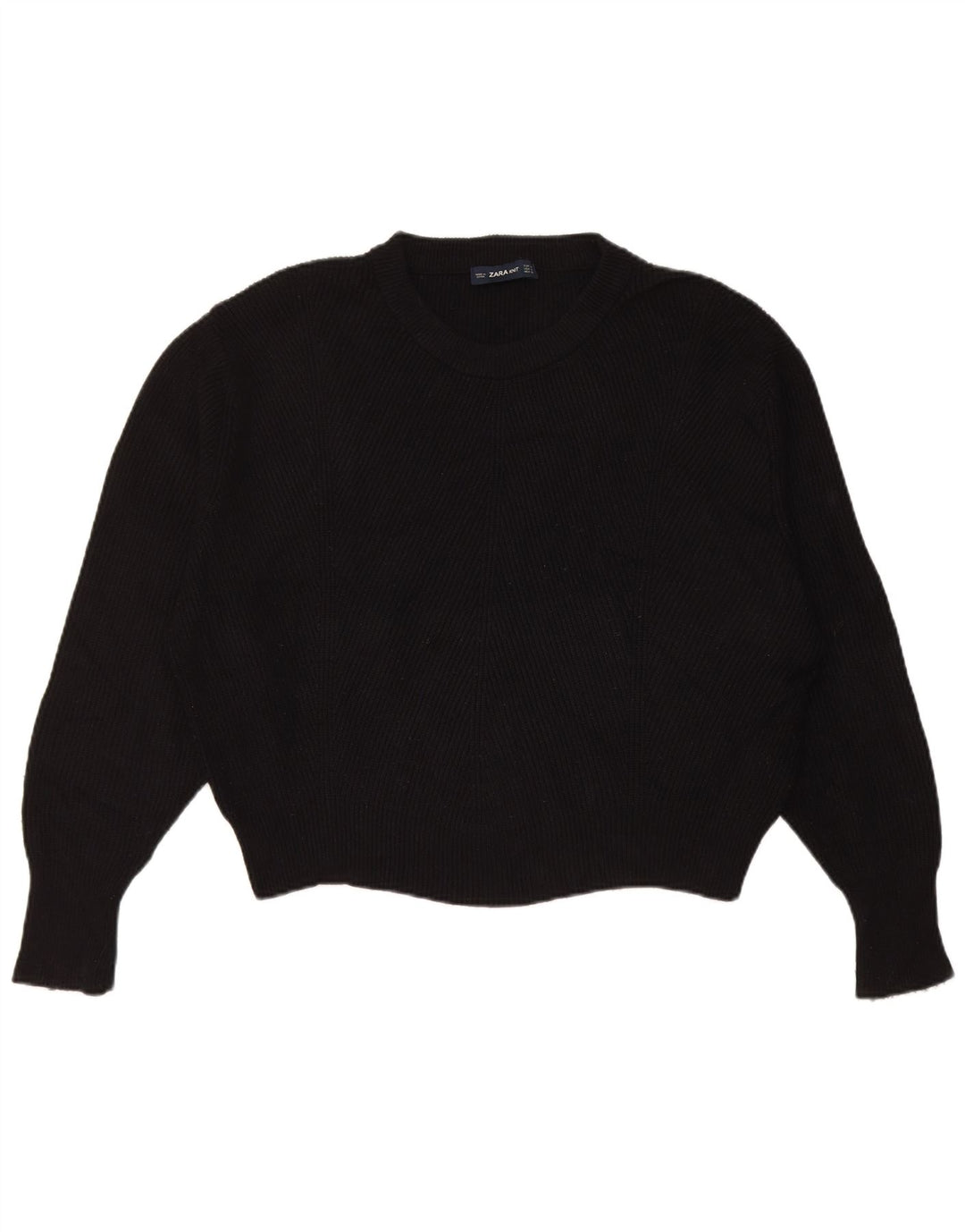 Pulover supradimensionat pentru femei Zara, cu gât crew, UK 14, viscoză medie, neagră