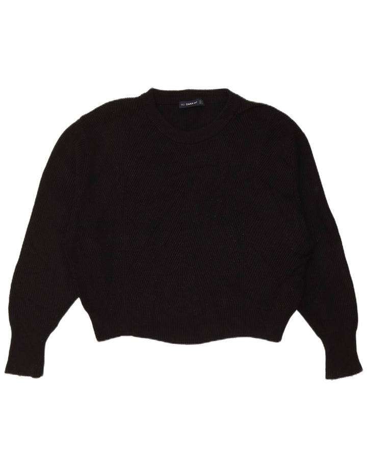 Pulover supradimensionat pentru femei Zara, cu gât crew, UK 14, viscoză medie, neagră