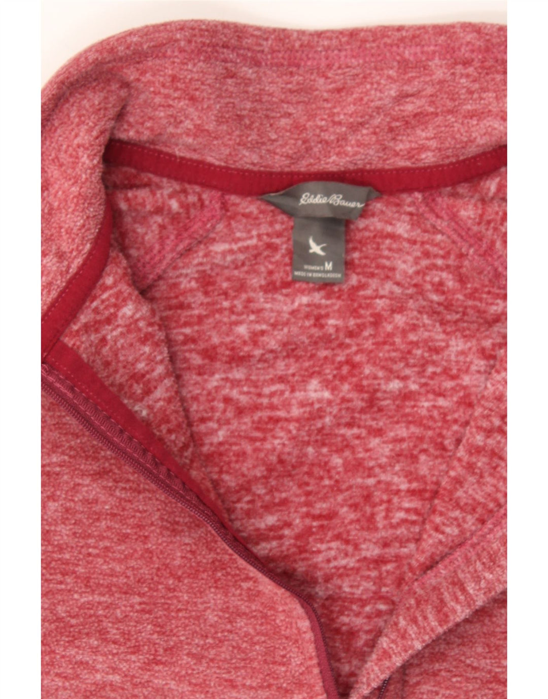 EDDIE BAUER Womens Zip Neck Fleece Jumper UK 14 Medium Red Flecked Vintage Eddie Bauer and Second-Hand Eddie Bauer from Messina Hembry 