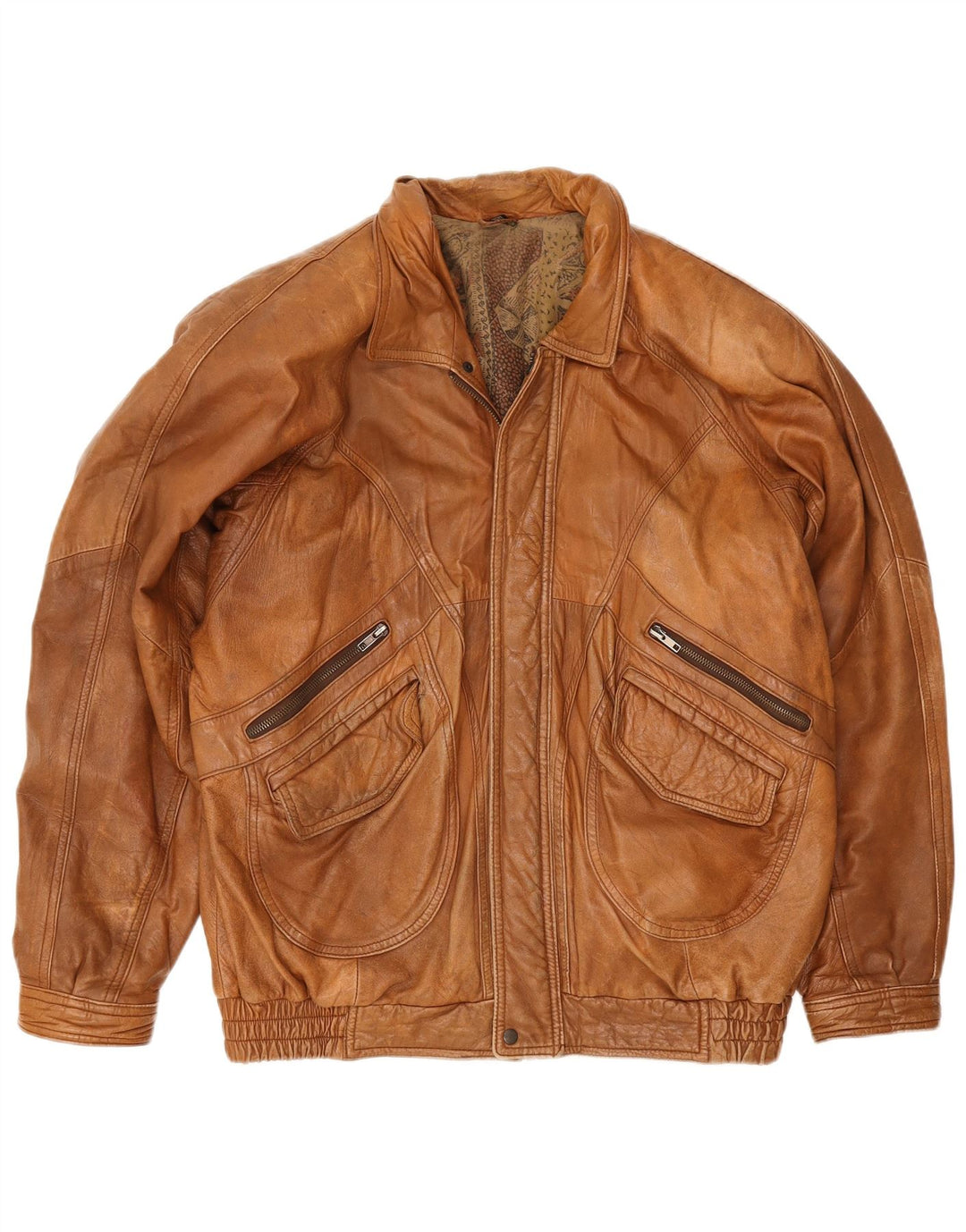 Geaca de piele vintage pentru barbati IT 56 2XL maro