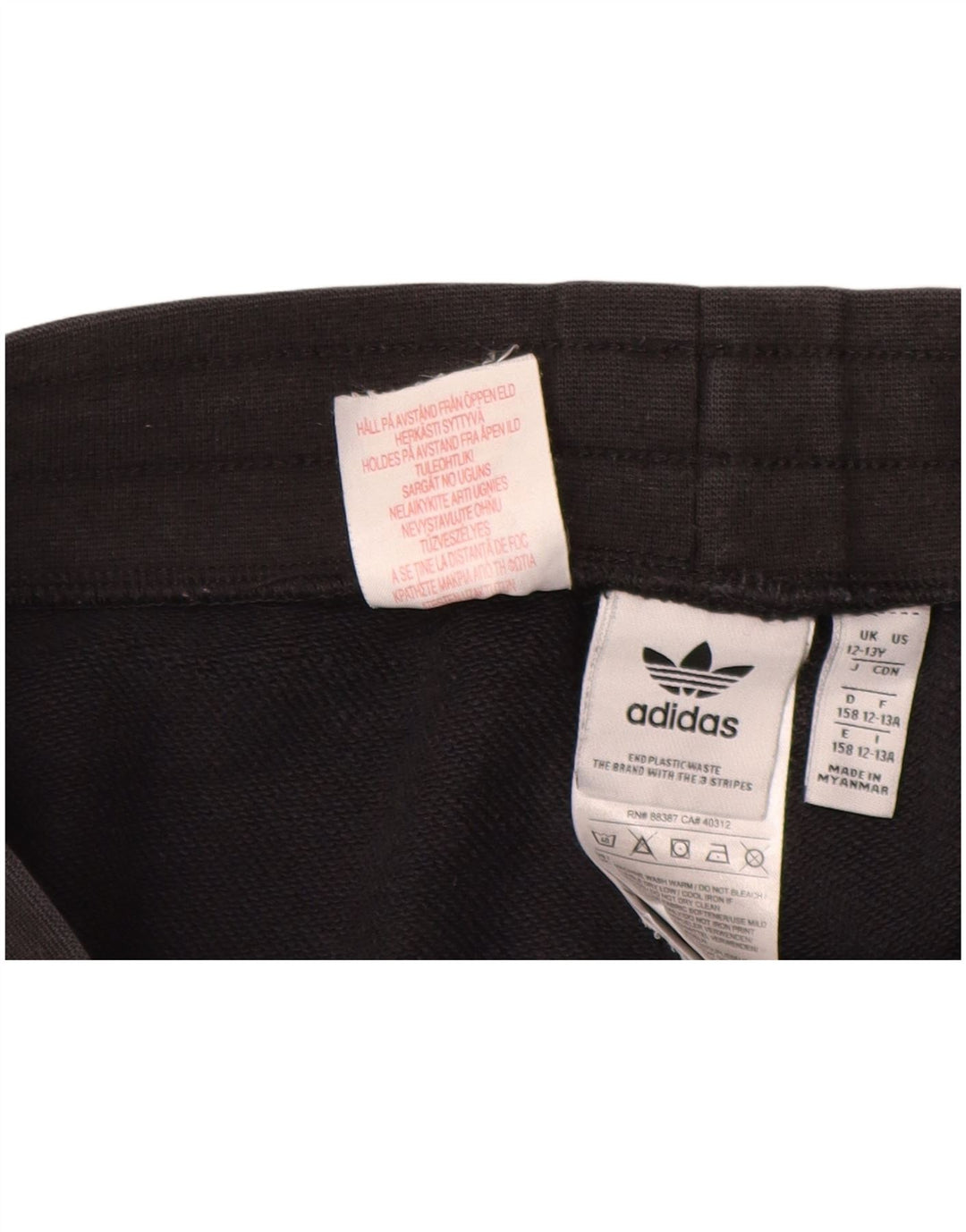 ADIDAS Fete Trening Pantaloni Joggeri 12-13 Ani Bumbac Negru