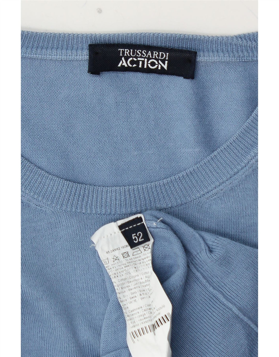 Pulover TRUSSARDI pentru bărbați cu gât roșu IT 52, mare, albastru, bumbac