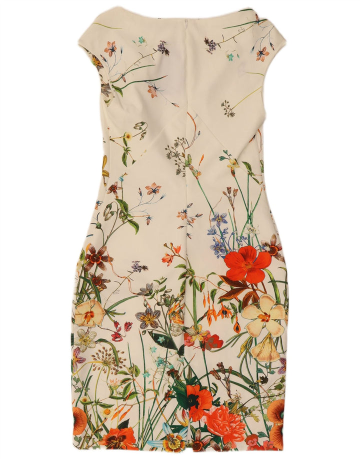 ZARA Womens Bodycon Dress UK 12 Medium White Floral Polyester