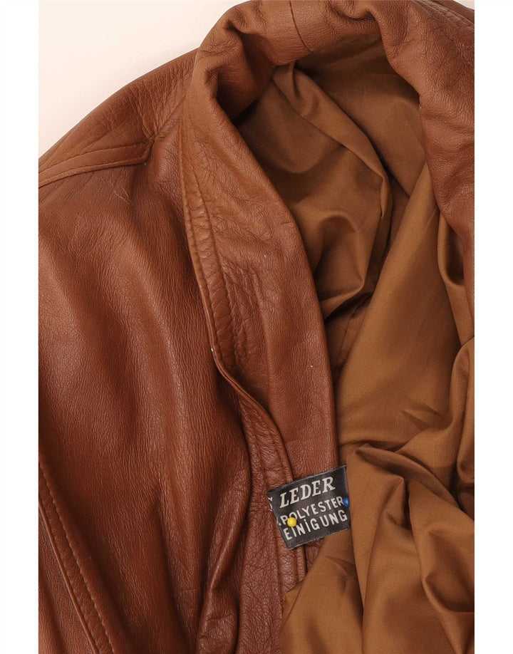 Jachetă de piele vintage pentru femei supradimensionată UK 18 XL din piele maro