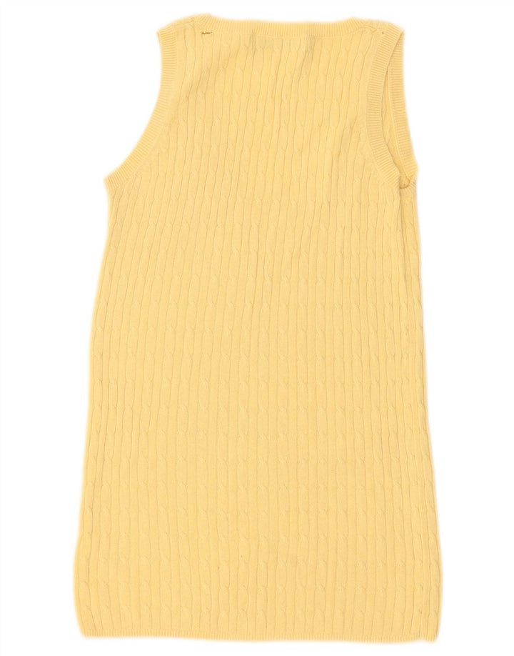 Zara Femei Vest Tank Top UK 12 Bumbac galben mediu