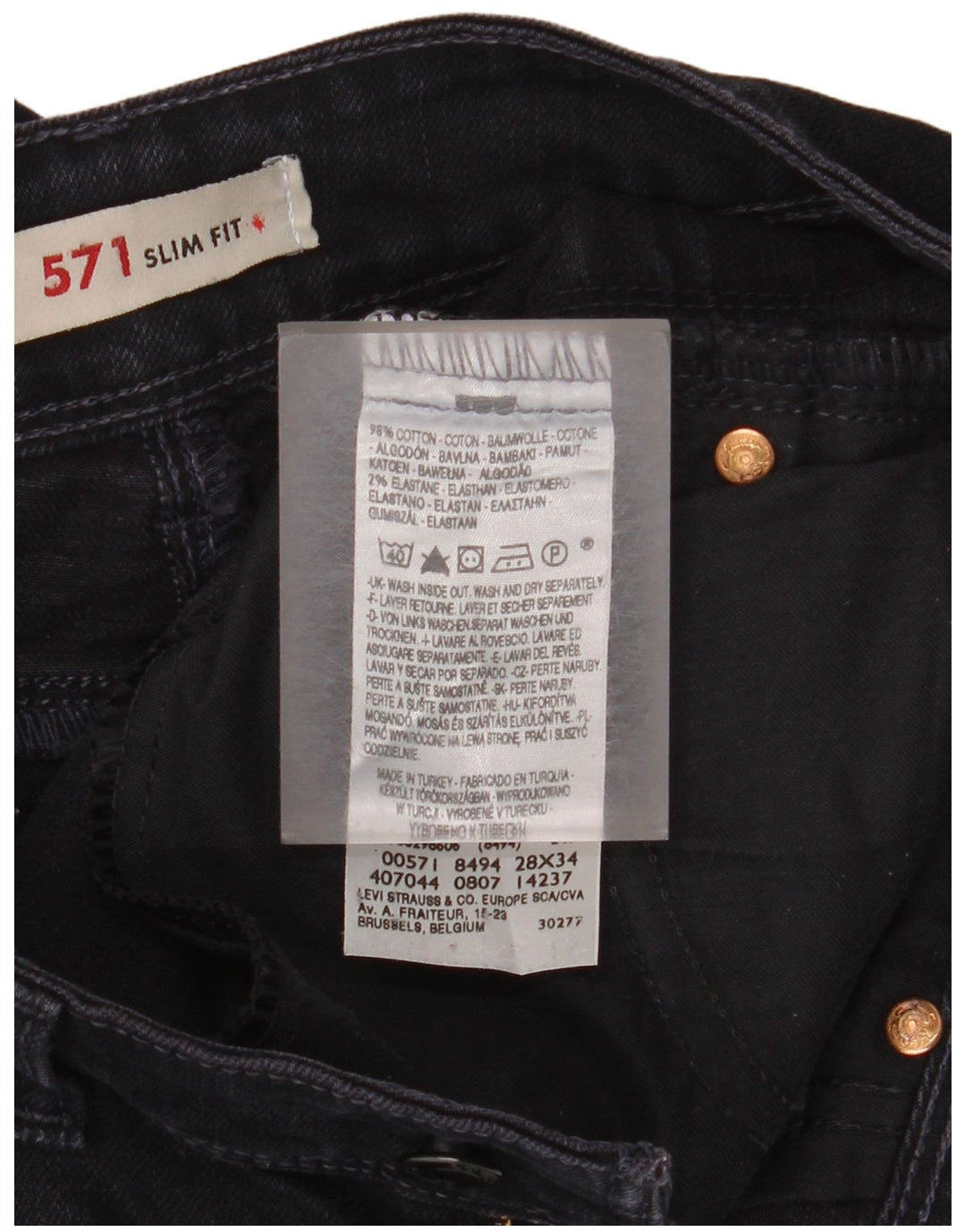 Blugi LEVI'S 571 Slim W28 L29 Bumbac bleumarin