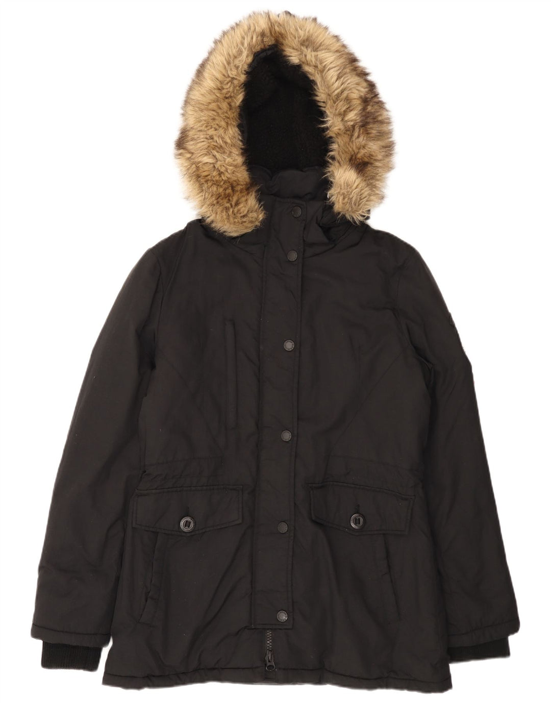 Jachetă Parka cu glugă Superdry pentru femei UK 12 Medium Black Nylon