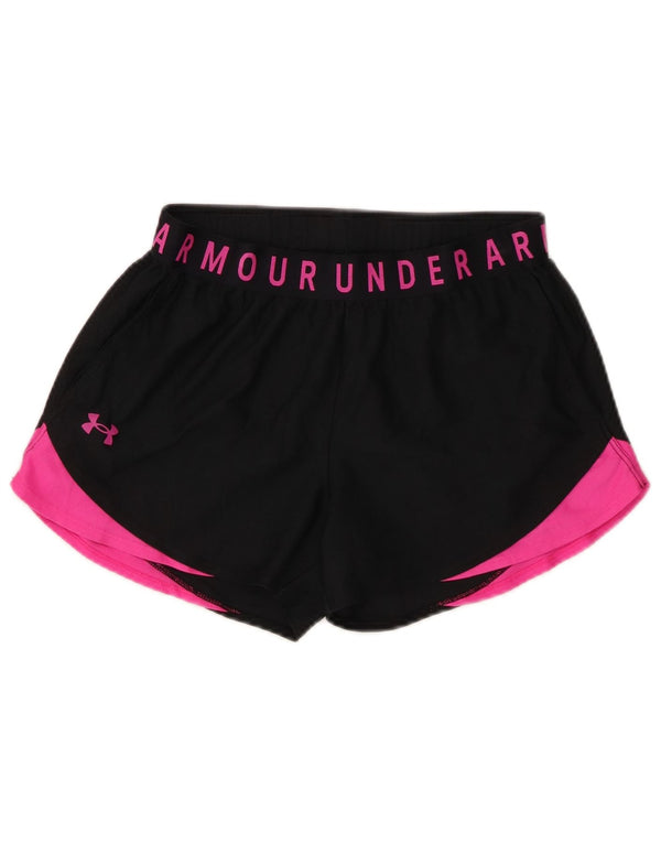 Pantaloni scurți sport grafic Under Armour pentru femei UK 10 Small Black Colorblock