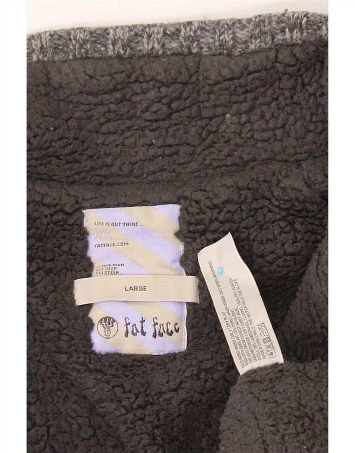 FAT FACE Pulover pentru bărbați cu fermoar și gât, lână de miel mare, gri