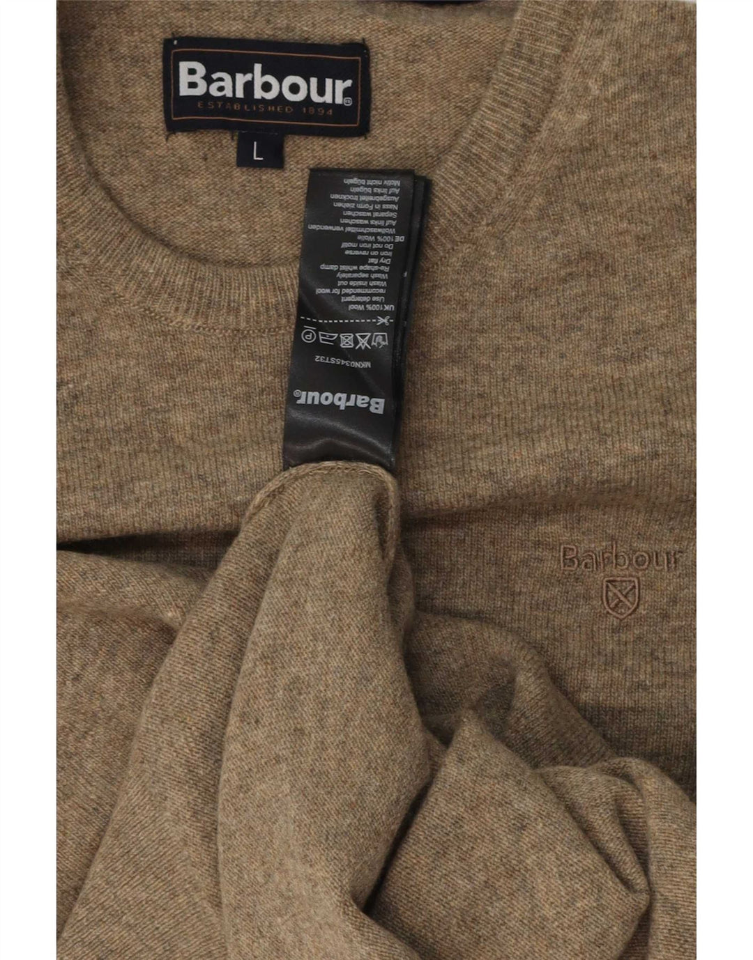 Pulover Barbour pentru bărbați cu gât roșu, lână mare, gri