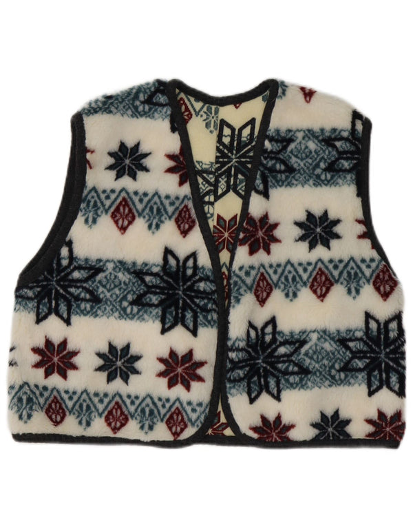 Gilet din lână pentru fete Vintage 10-11 ani, alb Fair Isle
