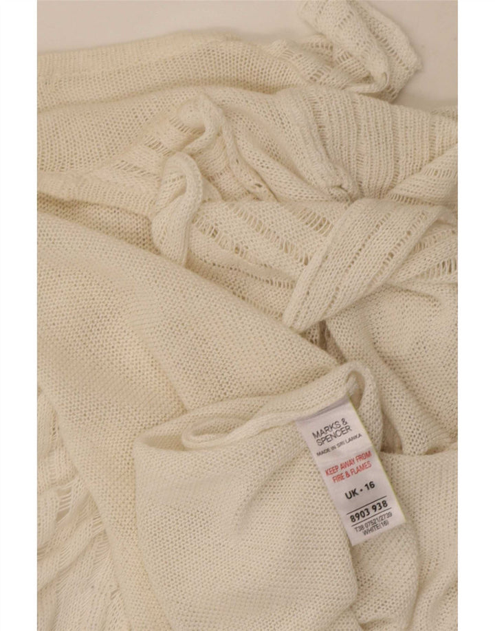 Top cardigan deschis pentru femei Marks & Spencer, cu volane în față, UK 16, mare, alb