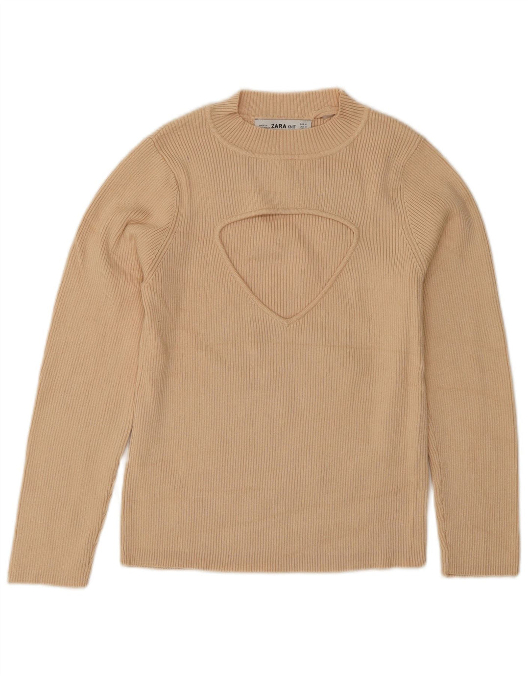 Crop Top pentru femei Zara mânecă 3/4 UK 12 Medium Bej