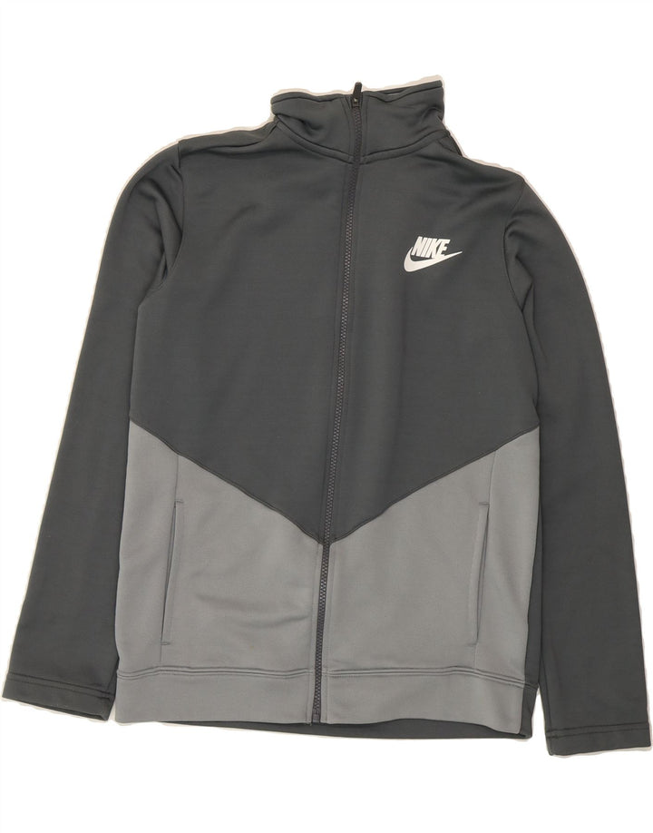 NIKE Boys Tracksuit Top Jacket 13-14 Years XL Grey Colourblock Polyester Vintage Nike and Second-Hand Nike from Messina Hembry 