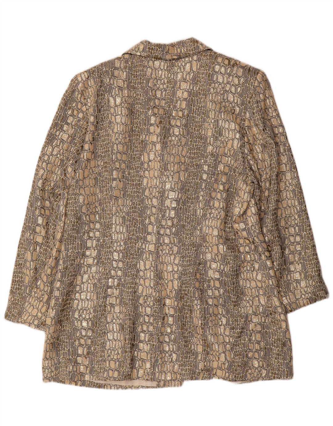 Jachetă pentru femei VINTAGE cu 2 nasturi, UK 18 XL, auriu, acetat cu imprimeu animal