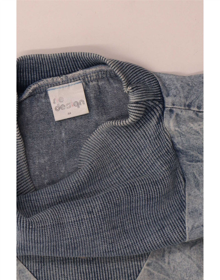 Pulover de hanorac supradimensionat vintage pentru femei EU 44 XL Bumbac albastru