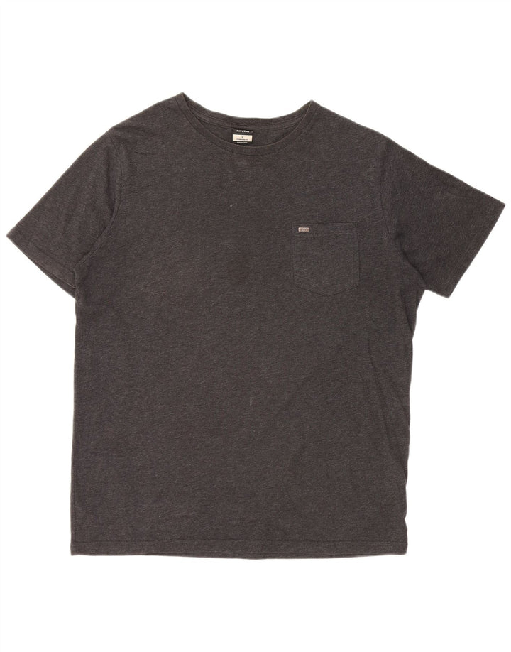 RIP CURL Tricou cu ajustare standard pentru bărbați Top mare din bumbac gri