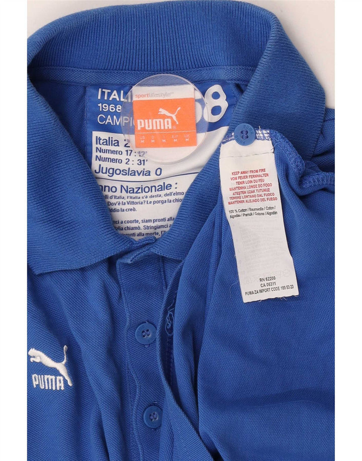 Tricou polo cu grafic Puma pentru bărbați, bumbac albastru mediu