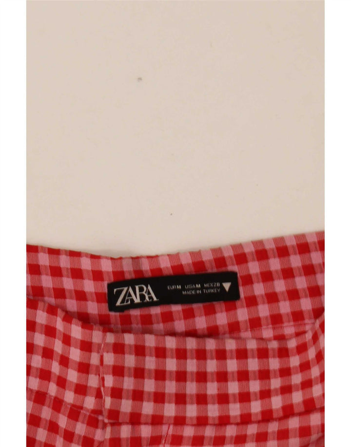 Pantaloni tăiați pentru femei Zara Medium W28 L25 Red Gingham