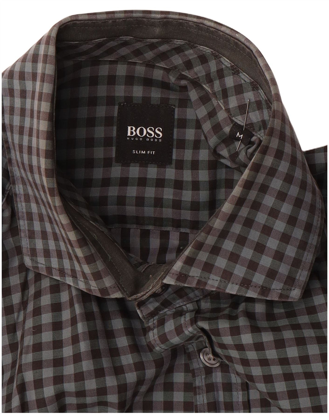 Cămașă pentru bărbați HUGO BOSS Slim Fit, gri mediu Vichy