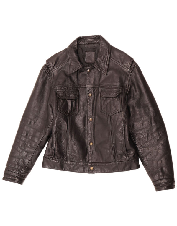 Jachetă de piele vintage pentru bărbați UK 40 Large Black
