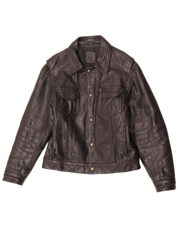Jachetă de piele vintage pentru bărbați UK 40 Large Black