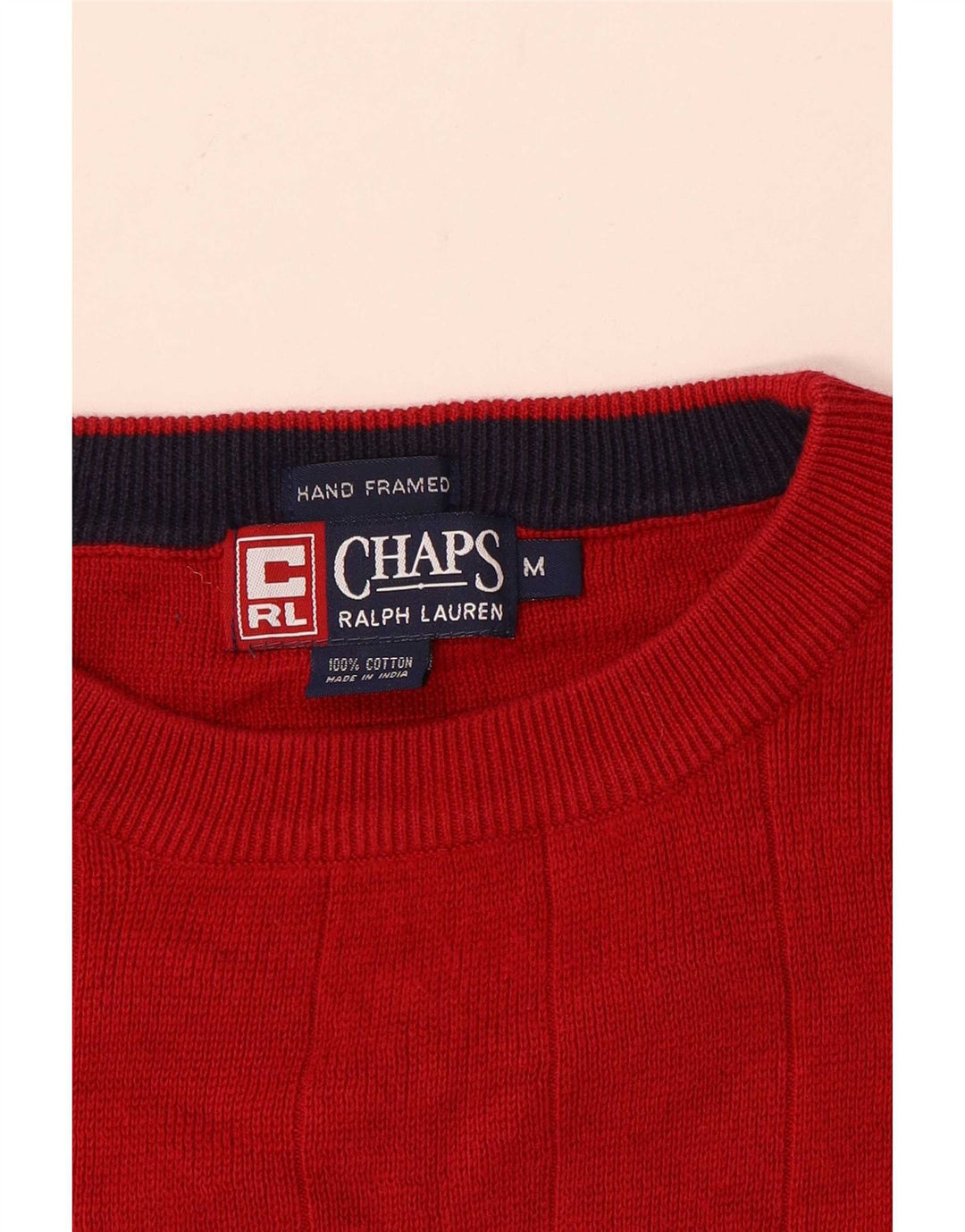 Pulover pentru bărbați Chaps Ralph Lauren cu gât roșu, bumbac mediu roșu