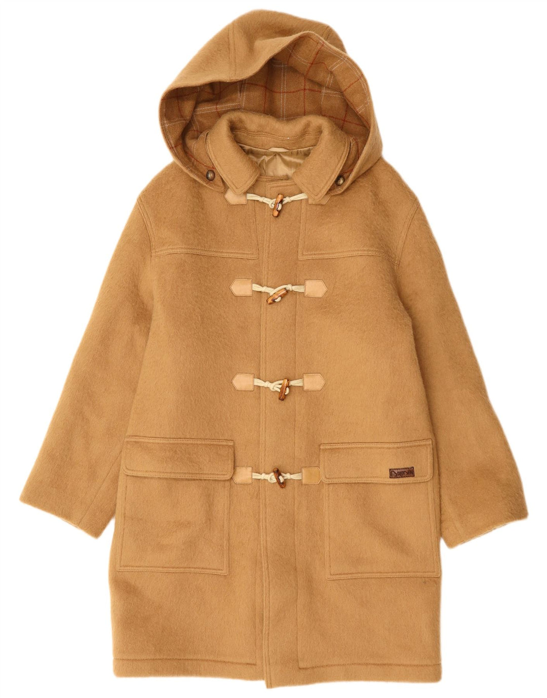 Manson vintage pentru bărbați cu glugă, UK 40, lână mare, bej