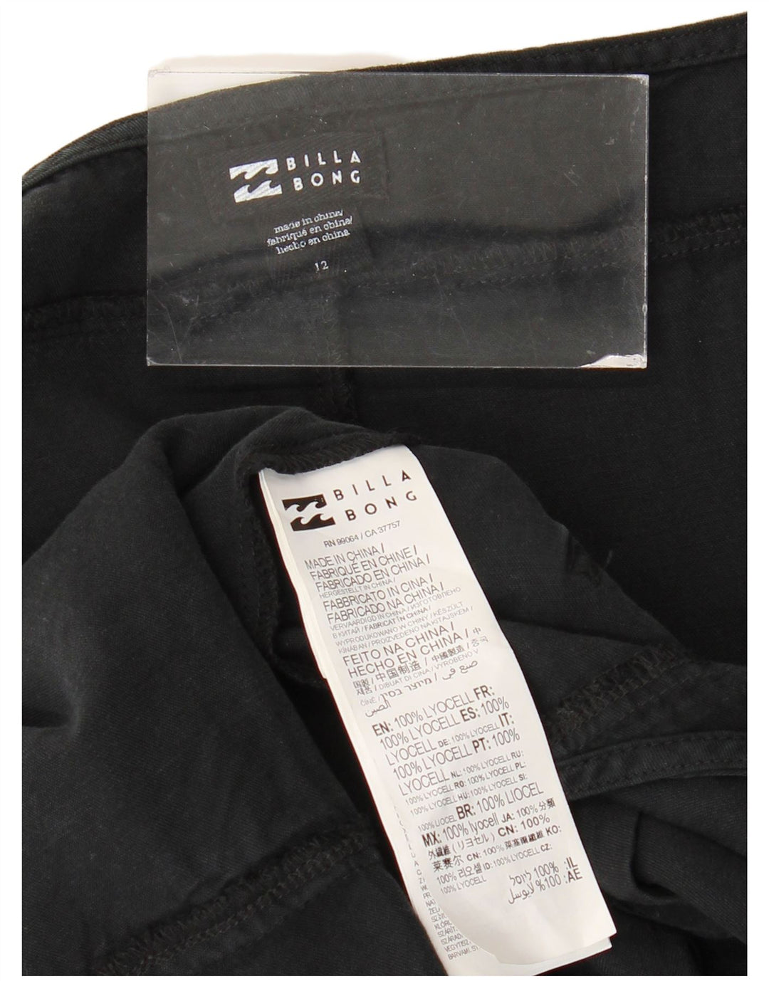 BILLABONG Salopete scurte pentru femei UK 12 Medium W38 Lyocell negru