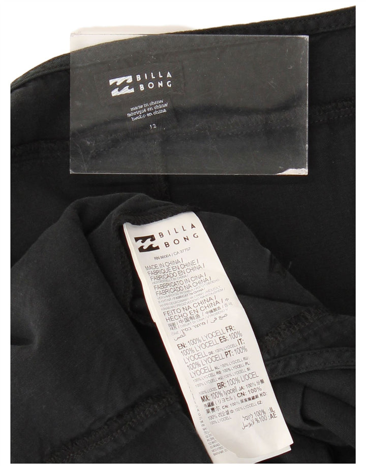 BILLABONG Salopete scurte pentru femei UK 12 Medium W38 Lyocell negru