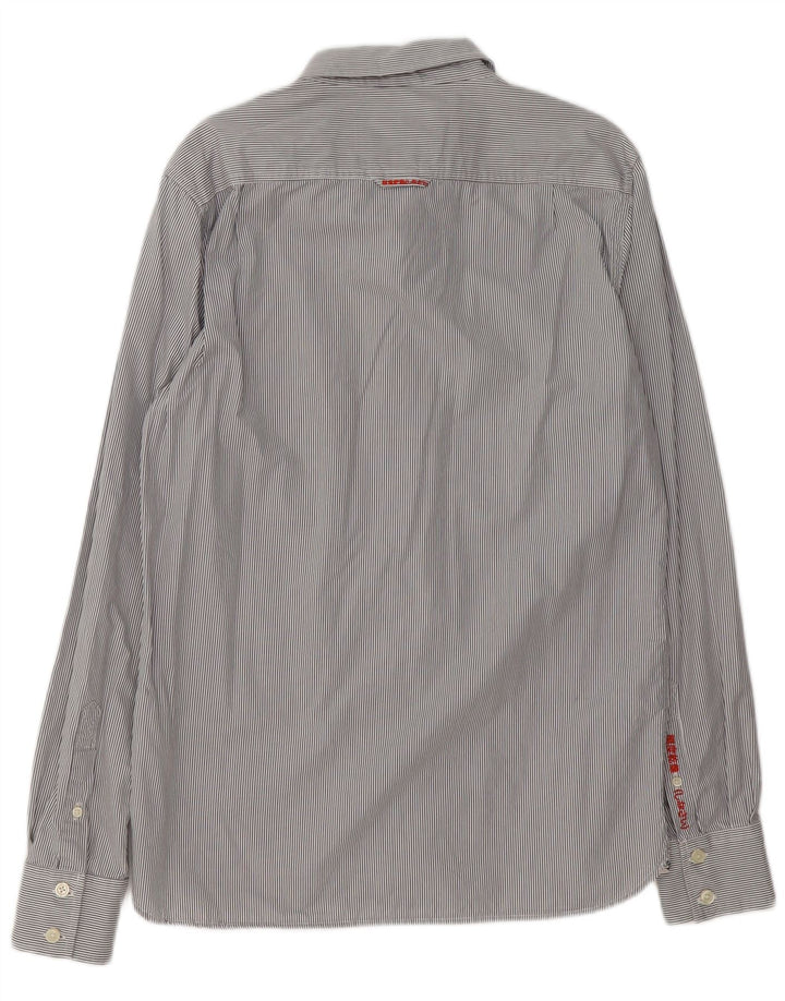 Cămașă pentru bărbați Superdry XL, bumbac cu dungi albastre
