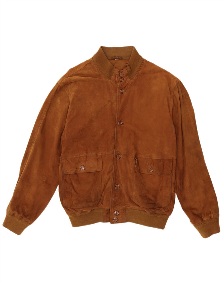 Jachetă Bomber Vintage pentru bărbați din piele intoarsa IT 55 2XL din piele maro