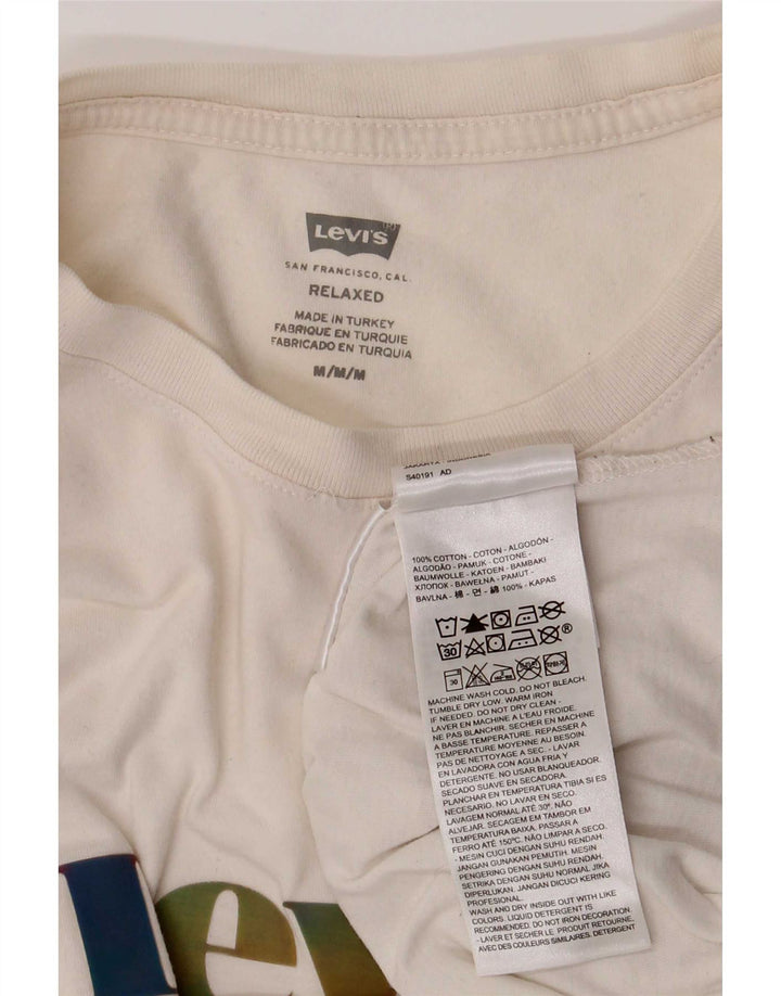 Tricou cu grafic pentru femei Levi's, cu croiala relaxată, din bumbac alb mediu din Marea Britanie