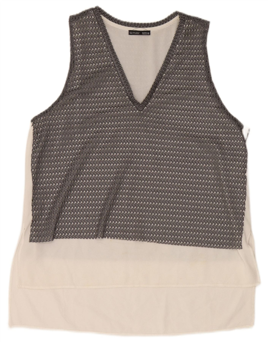 Top transparent fără mâneci pentru femei Zara UK 16, mare, gri, colorblock