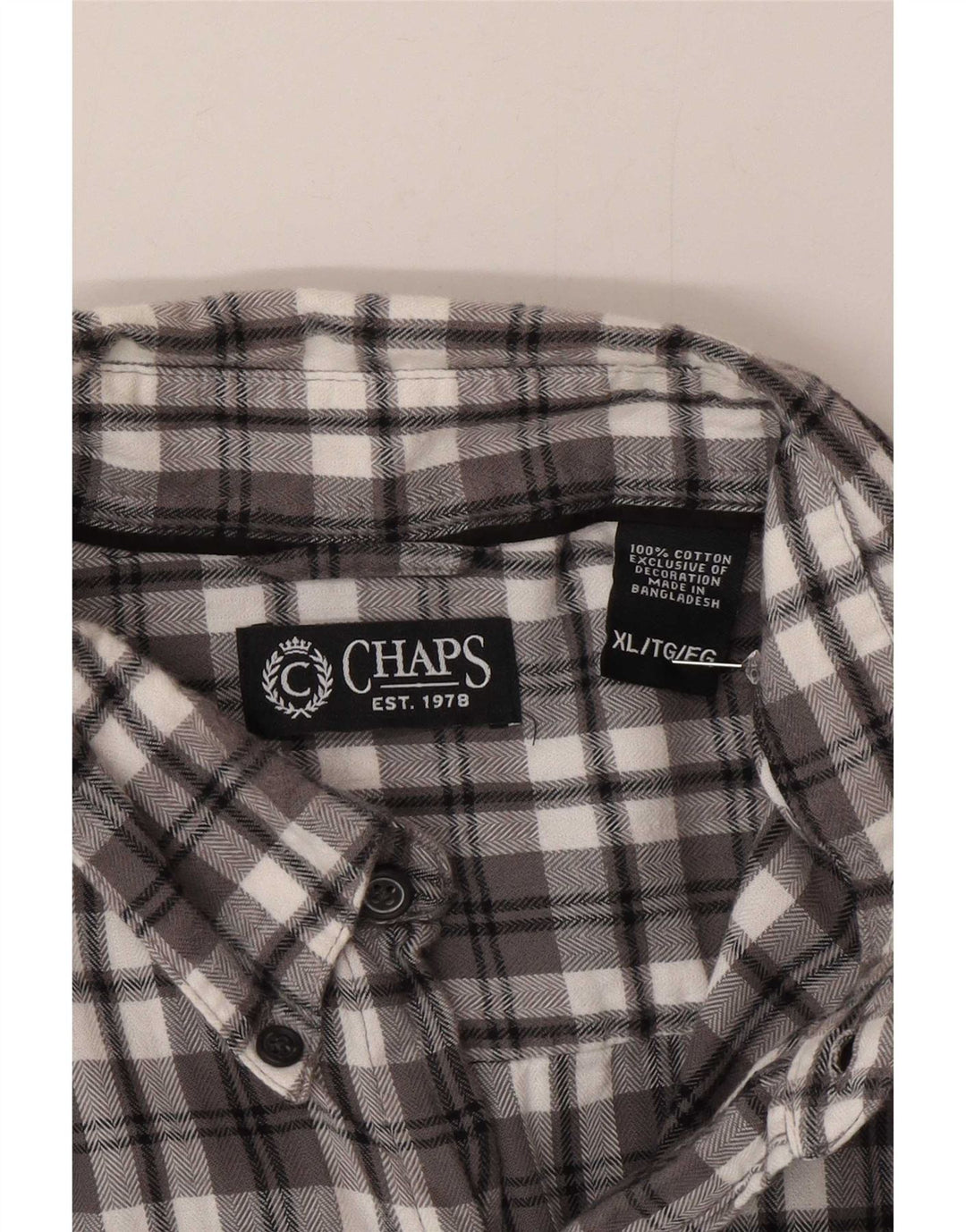 Cămașă de flanel pentru bărbați Chaps XL, bumbac cu carouri gri
