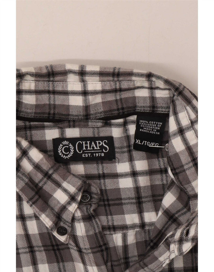 Cămașă de flanel pentru bărbați Chaps XL, bumbac cu carouri gri