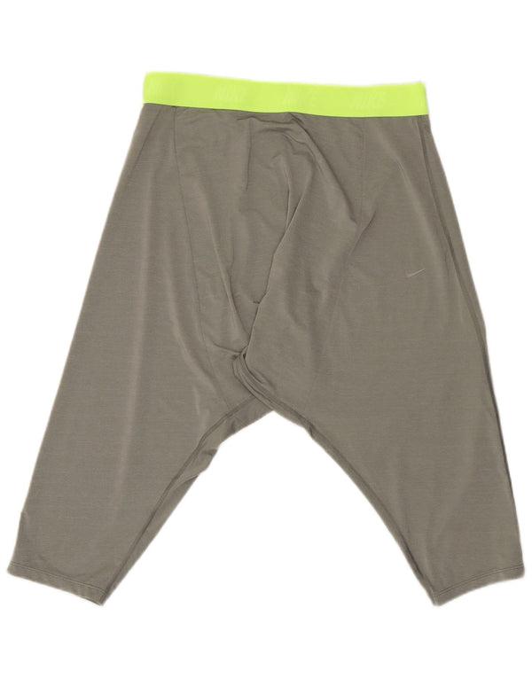 Pantaloni scurți sport Nike Dri Fit Bermuda pentru femei UK 14 Medium Gri Colorblock