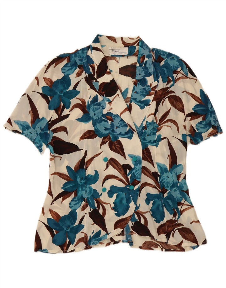 Bluză Vintage pentru Damă Cămașă Transparentă IT 48 XL Multicolor Floral