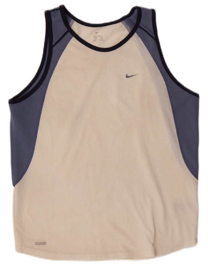 NIKE Boys Dri Fit Vest Top 13-14 Years White Colourblock Polyester
