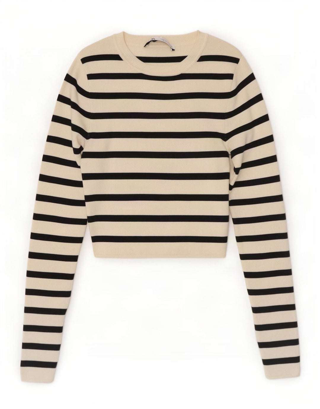 Bluză Crop Top Femei Zara Marea Britanie 8 Mic din viscoză cu dungi alb